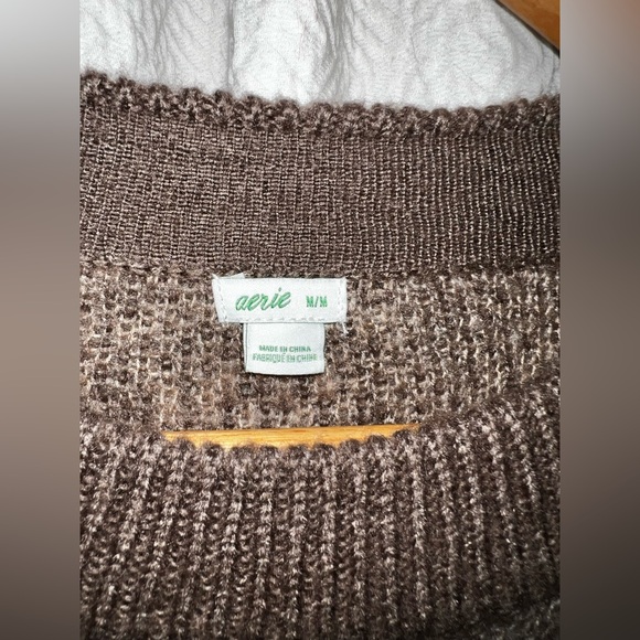 Aerie Chocolate Brown Knit Oversized Pullover - Picture 2 of 5